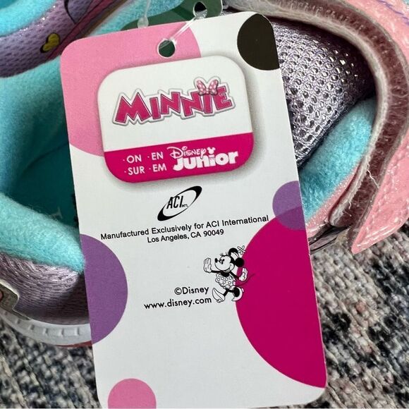 NEW Girls Disney Junior Pink Minnie Mouse Sparkle Light Up Sneakers Size 11 NWT - Picture 8 of 13